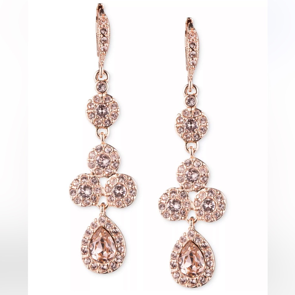 Givenchy sparkling Swarovski rose gold-tone drop earrings designer luxury women